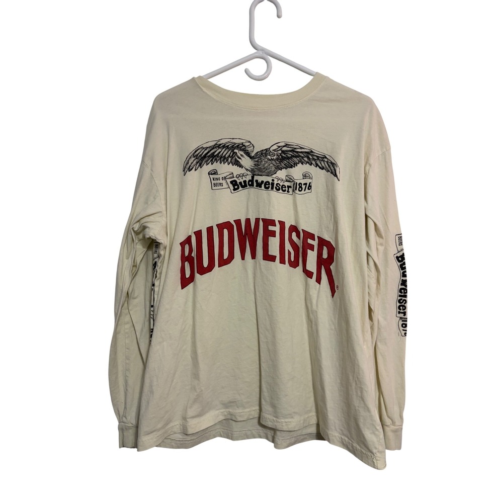 Budweiser PacSun Graphic Tee Cream Eagle Logo Long Sleeve Shirt Large